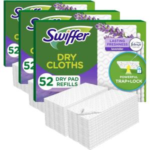 imageSwiffer Sweep  Mop Dry Pads Refill Floor Cleaner for Dirt Dust Hair Cleaning Cloths for Mopping Home Bathroom Kitchen Dust Mop Floor Duster Lavender 52ct52 Count Pack of 3