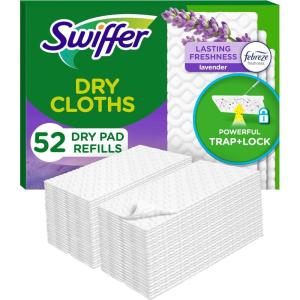 imageSwiffer Sweep  Mop Dry Pads Refill Floor Cleaner for Dirt Dust Hair Cleaning Cloths for Mopping Home Bathroom Kitchen Dust Mop Floor Duster Lavender 52ct52 Count Pack of 1