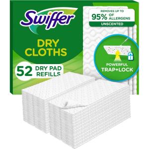 imageSwiffer Sweep  Mop Dry Pads Refill Floor Cleaner for Dirt Dust Hair Cleaning Cloths for Mopping Home Bathroom Kitchen Dust Mop Floor Duster Unscented 52ct52 Count Pack of 1