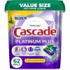 imageCascade Platinum Plus Dishwasher Pods Dish Detergent Soap Clean Lemon Scent 62 Count