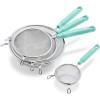 imageGreenLife Cooking Tools and Utensils 2 Piece Extra Fine Stainless Steel Mesh Strainer Kitchen Set Stay Cool Handles Dishwasher Safe BPAFree TurquoiseTurquoise