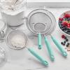 imageGreenLife Cooking Tools and Utensils 2 Piece Extra Fine Stainless Steel Mesh Strainer Kitchen Set Stay Cool Handles Dishwasher Safe BPAFree TurquoiseTurquoise