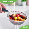 imageGreenLife Cooking Tools and Utensils 2 Piece Extra Fine Stainless Steel Mesh Strainer Kitchen Set Stay Cool Handles Dishwasher Safe BPAFree TurquoiseTurquoise