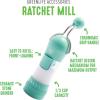 imageGreenLife Ratchet Mill Set Salt and Pepper Grinder MessFree Adjustable Coarseness and Easily Refillable Kitchen Tool Seasoning Spice Mill Ergonomic NoTwist Grinding Black ampamp WhiteWhite  Turquoise