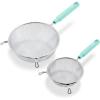 imageGreenLife Cooking Tools and Utensils 2 Piece Extra Fine Stainless Steel Mesh Strainer Kitchen Set Stay Cool Handles Dishwasher Safe BPAFree TurquoiseTurquoise