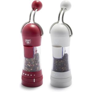 imageGreenLife Ratchet Mill Set Salt and Pepper Grinder MessFree Adjustable Coarseness and Easily Refillable Kitchen Tool Seasoning Spice Mill Ergonomic NoTwist Grinding Black ampamp WhiteRed  White