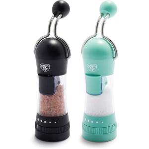 imageGreenLife Ratchet Mill Set Salt and Pepper Grinder MessFree Adjustable Coarseness and Easily Refillable Kitchen Tool Seasoning Spice Mill Ergonomic NoTwist Grinding Black ampamp WhiteBlack  Turquoise