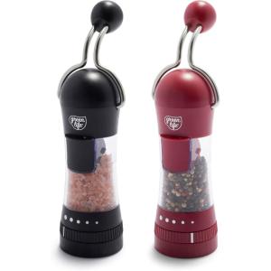 imageGreenLife Ratchet Mill Set Salt and Pepper Grinder MessFree Adjustable Coarseness and Easily Refillable Kitchen Tool Seasoning Spice Mill Ergonomic NoTwist Grinding Black ampamp WhiteBlackRed