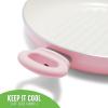 imageGreenLife 11 Healthy Ceramic Nonstick Grill Pan with 2 Handles and Lid PFASFree Rivetless Interior Grill Ridges Dishwasher Safe Oven Safe Soft PinkSoft Pink