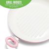 imageGreenLife 11 Healthy Ceramic Nonstick Grill Pan with 2 Handles and Lid PFASFree Rivetless Interior Grill Ridges Dishwasher Safe Oven Safe Soft PinkSoft Pink