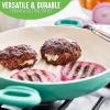 imageGreenLife 11 Healthy Ceramic Nonstick Grill Pan with 2 Handles and Lid PFASFree Rivetless Interior Grill Ridges Dishwasher Safe Oven Safe Soft PinkTurquoise