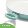 imageGreenLife 11 Healthy Ceramic Nonstick Grill Pan with 2 Handles and Lid PFASFree Rivetless Interior Grill Ridges Dishwasher Safe Oven Safe Soft PinkTurquoise
