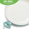 imageGreenLife 11 Healthy Ceramic Nonstick Grill Pan with 2 Handles and Lid PFASFree Rivetless Interior Grill Ridges Dishwasher Safe Oven Safe Soft PinkTurquoise