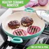 imageGreenLife 11 Healthy Ceramic Nonstick Grill Pan with 2 Handles and Lid PFASFree Rivetless Interior Grill Ridges Dishwasher Safe Oven Safe Soft PinkTurquoise