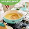 imageGreenLife Artisan Healthy Ceramic Nonstick 5QT Saute Pan Jumbo Cooker with Helper Handle and Lid Stainless Steel Handle PFASFree Dishwasher Safe Oven Safe TurquoiseTurquoise