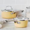 imageGreenLife Artisan Healthy Ceramic Nonstick 5QT Saute Pan Jumbo Cooker with Helper Handle and Lid Stainless Steel Handle PFASFree Dishwasher Safe Oven Safe TurquoiseYellow