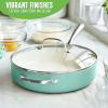 imageGreenLife Artisan Healthy Ceramic Nonstick 5QT Saute Pan Jumbo Cooker with Helper Handle and Lid Stainless Steel Handle PFASFree Dishwasher Safe Oven Safe TurquoiseTurquoise