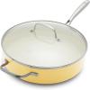 imageGreenLife Artisan Healthy Ceramic Nonstick 5QT Saute Pan Jumbo Cooker with Helper Handle and Lid Stainless Steel Handle PFASFree Dishwasher Safe Oven Safe TurquoiseYellow