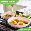imageGreenLife Artisan Healthy Ceramic Nonstick 5QT Saute Pan Jumbo Cooker with Helper Handle and Lid Stainless Steel Handle PFASFree Dishwasher Safe Oven Safe TurquoisePink