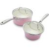 imageGreenLife Artisan Healthy Ceramic Nonstick 5QT Saute Pan Jumbo Cooker with Helper Handle and Lid Stainless Steel Handle PFASFree Dishwasher Safe Oven Safe TurquoisePink