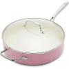 imageGreenLife Artisan Healthy Ceramic Nonstick 5QT Saute Pan Jumbo Cooker with Helper Handle and Lid Stainless Steel Handle PFASFree Dishwasher Safe Oven Safe TurquoisePink