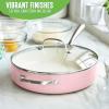 imageGreenLife Artisan Healthy Ceramic Nonstick 5QT Saute Pan Jumbo Cooker with Helper Handle and Lid Stainless Steel Handle PFASFree Dishwasher Safe Oven Safe TurquoisePink