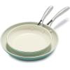 imageGreenLife Artisan Healthy Ceramic Nonstick 5QT Saute Pan Jumbo Cooker with Helper Handle and Lid Stainless Steel Handle PFASFree Dishwasher Safe Oven Safe TurquoiseTurquoise