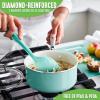 imageGreenLife Artisan Healthy Ceramic Nonstick 5QT Saute Pan Jumbo Cooker with Helper Handle and Lid Stainless Steel Handle PFASFree Dishwasher Safe Oven Safe TurquoiseTurquoise