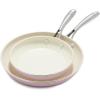 imageGreenLife Artisan Healthy Ceramic Nonstick 5QT Saute Pan Jumbo Cooker with Helper Handle and Lid Stainless Steel Handle PFASFree Dishwasher Safe Oven Safe TurquoisePink