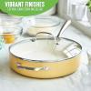 imageGreenLife Artisan Healthy Ceramic Nonstick 5QT Saute Pan Jumbo Cooker with Helper Handle and Lid Stainless Steel Handle PFASFree Dishwasher Safe Oven Safe TurquoiseYellow