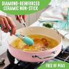 imageGreenLife Artisan Healthy Ceramic Nonstick 5QT Saute Pan Jumbo Cooker with Helper Handle and Lid Stainless Steel Handle PFASFree Dishwasher Safe Oven Safe TurquoisePink