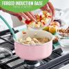 imageGreenLife Artisan Healthy Ceramic Nonstick 5QT Saute Pan Jumbo Cooker with Helper Handle and Lid Stainless Steel Handle PFASFree Dishwasher Safe Oven Safe TurquoisePink