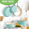 imageGreenLife Artisan Healthy Ceramic Nonstick 5QT Saute Pan Jumbo Cooker with Helper Handle and Lid Stainless Steel Handle PFASFree Dishwasher Safe Oven Safe TurquoiseTurquoise