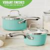 imageGreenLife Artisan Healthy Ceramic Nonstick 5QT Saute Pan Jumbo Cooker with Helper Handle and Lid Stainless Steel Handle PFASFree Dishwasher Safe Oven Safe TurquoiseTurquoise