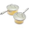 imageGreenLife Artisan Healthy Ceramic Nonstick 5QT Saute Pan Jumbo Cooker with Helper Handle and Lid Stainless Steel Handle PFASFree Dishwasher Safe Oven Safe TurquoiseYellow