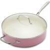 imageGreenLife Artisan Healthy Ceramic Nonstick 5QT Saute Pan Jumbo Cooker with Helper Handle and Lid Stainless Steel Handle PFASFree Dishwasher Safe Oven Safe TurquoisePink