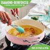 imageGreenLife Artisan Healthy Ceramic Nonstick 5QT Saute Pan Jumbo Cooker with Helper Handle and Lid Stainless Steel Handle PFASFree Dishwasher Safe Oven Safe TurquoisePink