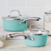imageGreenLife Artisan Healthy Ceramic Nonstick 5QT Saute Pan Jumbo Cooker with Helper Handle and Lid Stainless Steel Handle PFASFree Dishwasher Safe Oven Safe TurquoiseTurquoise