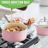 imageGreenLife Artisan Healthy Ceramic Nonstick 5QT Saute Pan Jumbo Cooker with Helper Handle and Lid Stainless Steel Handle PFASFree Dishwasher Safe Oven Safe TurquoisePink