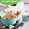 imageGreenLife Artisan Healthy Ceramic Nonstick 5QT Saute Pan Jumbo Cooker with Helper Handle and Lid Stainless Steel Handle PFASFree Dishwasher Safe Oven Safe TurquoiseTurquoise