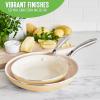 imageGreenLife Artisan Healthy Ceramic Nonstick 5QT Saute Pan Jumbo Cooker with Helper Handle and Lid Stainless Steel Handle PFASFree Dishwasher Safe Oven Safe TurquoiseYellow