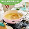 imageGreenLife Artisan Healthy Ceramic Nonstick 5QT Saute Pan Jumbo Cooker with Helper Handle and Lid Stainless Steel Handle PFASFree Dishwasher Safe Oven Safe TurquoisePink