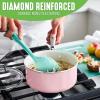imageGreenLife Artisan Healthy Ceramic Nonstick 5QT Saute Pan Jumbo Cooker with Helper Handle and Lid Stainless Steel Handle PFASFree Dishwasher Safe Oven Safe TurquoisePink