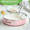 imageGreenLife Artisan Healthy Ceramic Nonstick 5QT Saute Pan Jumbo Cooker with Helper Handle and Lid Stainless Steel Handle PFASFree Dishwasher Safe Oven Safe TurquoisePink