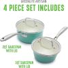 imageGreenLife Artisan Healthy Ceramic Nonstick 5QT Saute Pan Jumbo Cooker with Helper Handle and Lid Stainless Steel Handle PFASFree Dishwasher Safe Oven Safe TurquoiseTurquoise