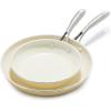 imageGreenLife Artisan Healthy Ceramic Nonstick 5QT Saute Pan Jumbo Cooker with Helper Handle and Lid Stainless Steel Handle PFASFree Dishwasher Safe Oven Safe TurquoiseYellow