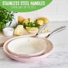 imageGreenLife Artisan Healthy Ceramic Nonstick 5QT Saute Pan Jumbo Cooker with Helper Handle and Lid Stainless Steel Handle PFASFree Dishwasher Safe Oven Safe TurquoisePink