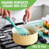 imageGreenLife Artisan Healthy Ceramic Nonstick 5QT Saute Pan Jumbo Cooker with Helper Handle and Lid Stainless Steel Handle PFASFree Dishwasher Safe Oven Safe TurquoiseYellow
