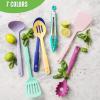 imageGreenLife Cooking Tools and Utensils 7 Piece Nylon Set including Spatulas Turner Spoons and Tongs Dishwasher Safe Light YellowBlue