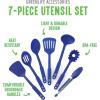 imageGreenLife Cooking Tools and Utensils 7 Piece Nylon Set including Spatulas Turner Spoons and Tongs Dishwasher Safe Light YellowBlue